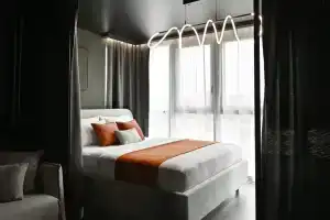 Квартира Aparts Pro+ Студия Black Panorama у Волги в ЖК Галактика на 16 Этаже, Самара