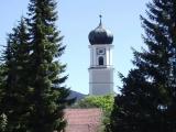 Blick auf den Oberammergauer Kirchturm Blick auf den Oberammergauer Kirchturm