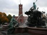 Neptun-fountain and Rotes Rathaus in Berlin Neptun-fountain and Rotes Rathaus in Berlin