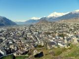 Suisse, la ville de Sion prise du haut du château de Valère