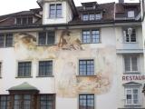 Wandmalerei in der nähe von der Kathedrale des Bistums St. Gallen Wandmalerei in der nähe von der Kathedrale des Bistums St. Gallen