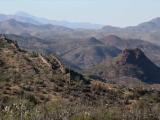 View N from saddle over Banco Ridge on jeep road in Cañada Atravesada, S of Soza Canyon, W of Cascabel, AZ