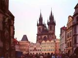 Czech Republic, Prague, The Týn Church in the Old Town. Landmark and emblem of Prague's Old Town, built in 1365, Nov. 1992 Czech Republic, Prague, The Týn Church in the Old Town. Landmark and emblem of Prague's Old Town, built in 1365, Nov. 1992