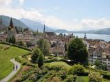 Zug seen from the Rosegarden Guggi above or behind the postbuilding in Zug Zug seen from the Rosegarden Guggi above or behind the postbuilding in Zug