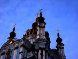 Cupolas of Andriivska church at evening Cupolas of Andriivska church at evening