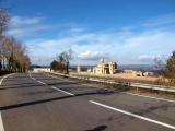 Road, church and sky Road, church and sky