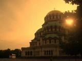 posta   de   sol   a   Sofia.  Catedral   de   Sant   Aleksandûr   Nevski.