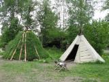 May 2009 - Oslo, Norway. Traditional goahti sod home and lavvu tent of the Sami people native to northern Scandinavia at the Norsk Folkemuseum. May 2009 - Oslo, Norway. Traditional goahti sod home and lavvu tent of the Sami people native to northern Scandinavia at the Norsk Folkemuseum.