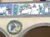 Pistoia.Ospedale del Ceppo.Parte del fregio di Buglioni ed un "tondo"di Della Robbia(1525). Ceppo Hospital. Buglioni and Della Robbia's decorations(detail of the frieze and the tondoes),since 1525. Pistoia.Ospedale del Ceppo.Parte del fregio di Buglioni ed un "tondo"di Della Robbia(1525). Ceppo Hospital. Buglioni and Della Robbia's decorations(detail of the frieze and the tondoes),since 1525.