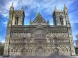 The west wall of Nidarosdomen, HQ HDR telephoto panorama. 50 Mpixels. Please open for full size.