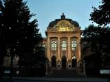 Latvia. Riga. Latvian national museum at night.