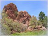 Red rocks, green trees, blue sky Red rocks, green trees, blue sky