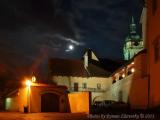 Castle Mělník at night and Moon - Zámecká Street