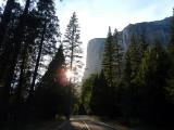 Exiting Yosemite as the sun is setting Exiting Yosemite as the sun is setting