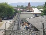 Phrae - แพร่ - View to Wat Hua Khuang & Phrae Prison from atop Old Wall - Thailand