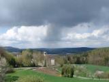 Blick von Vierzehnheiligen in die Oberfränkische Frühlingslandschaft mit Aprilwetter Blick von Vierzehnheiligen in die Oberfränkische Frühlingslandschaft mit Aprilwetter