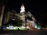 Renovated courthouse at night