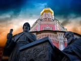 Statuary & Church of the Epiphany. Moscow Statuary & Church of the Epiphany. Moscow