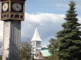 Clock tower and church steeple Clock tower and church steeple