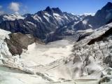 View from Eismeer Station to Lower  Grindelwald-Glacier and  Schreckhorn