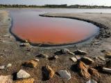 Red brine of Yalı Boynaq Salt Lake