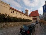 Tábor - Klokotská - View South on former Beerbrewery (Hotel Dvořák), Kotnov Castle & Bechyně gate
