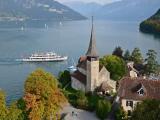 Spiez at Lake Thun, view east (direction Interlaken) Spiez at Lake Thun, view east (direction Interlaken)