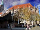 Nürnberg, Bratwurst, St-Sebaldus Kirche Nürnberg, Bratwurst, St-Sebaldus Kirche