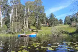 Домик с террасой и панорамным видом на озеро Туоксъярви