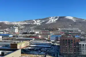 Горный воздух панорама с 15 этажа, Южно-Сахалинск