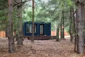 Домик в сосновом лесу с банным чаном