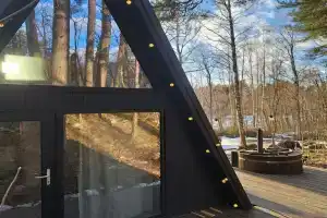 Панорамный домик в стиле афрейм на Вуоксе