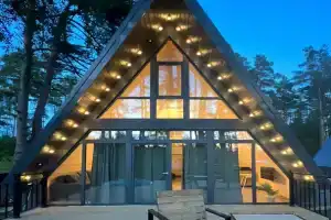 Коттедж Aframe с купелью и баней на дровах