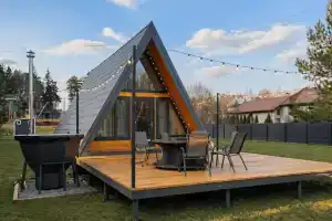 A-frame дом Графит с видом на реку и лес