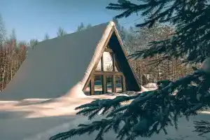 Семейный А-фрэйм в лесу