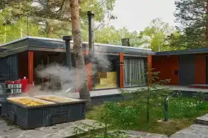 Домик в Соснах с баней и горячими ваннами Cube с баней
