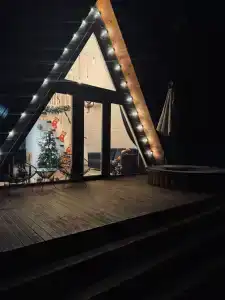 Дом A-frame с баней и купелью в сосновом лесу - 31
