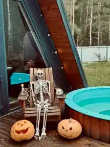 Дом A-frame с баней и купелью в сосновом лесу - 34