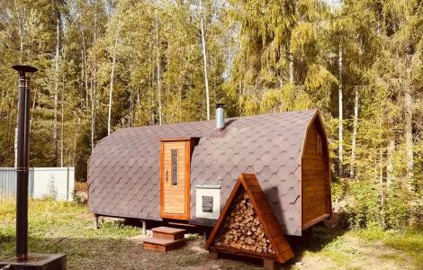 Дом A-frame с баней и купелью в сосновом лесу - 20