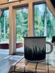 Дом A-frame с баней и купелью в сосновом лесу - 13
