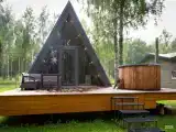 №6 A-Frame 50m2 с купелью. (оснащение дома, стоимость купели и бани см. Подробнее)