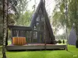 №8 A-Frame 100m2 с купелью и баней(оснащение дома, стоимость купели и бани см. Подробнее)