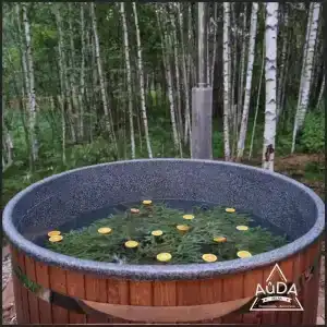 Треугольный домик в лесу с горячей купелью - 46