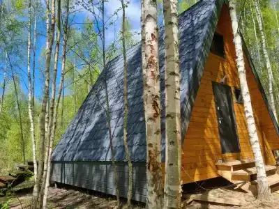 Треугольный домик в лесу с горячей купелью - 24