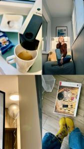 Современная студия Голубая с ванной у озера - 95