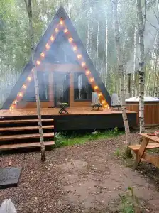 Треугольный домик в лесу с горячей купелью - 28