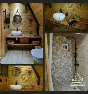 Треугольный домик в лесу с горячей купелью - 56