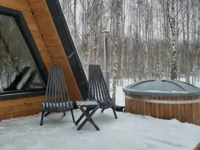 Треугольный домик в лесу с горячей купелью - 66