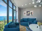Апартаменты с отдельной спальней LS-LUX-SOFT BLUE небесных оттенков лета в Алуште - вид на море и горы с 10 этажа