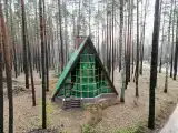 Зеленый дом в стиле A-frame